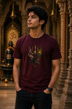 Shiva's Calm Krishna's Charm – Spiritual Graphic T-Shirt | Maroon | Unisex | Teeswag