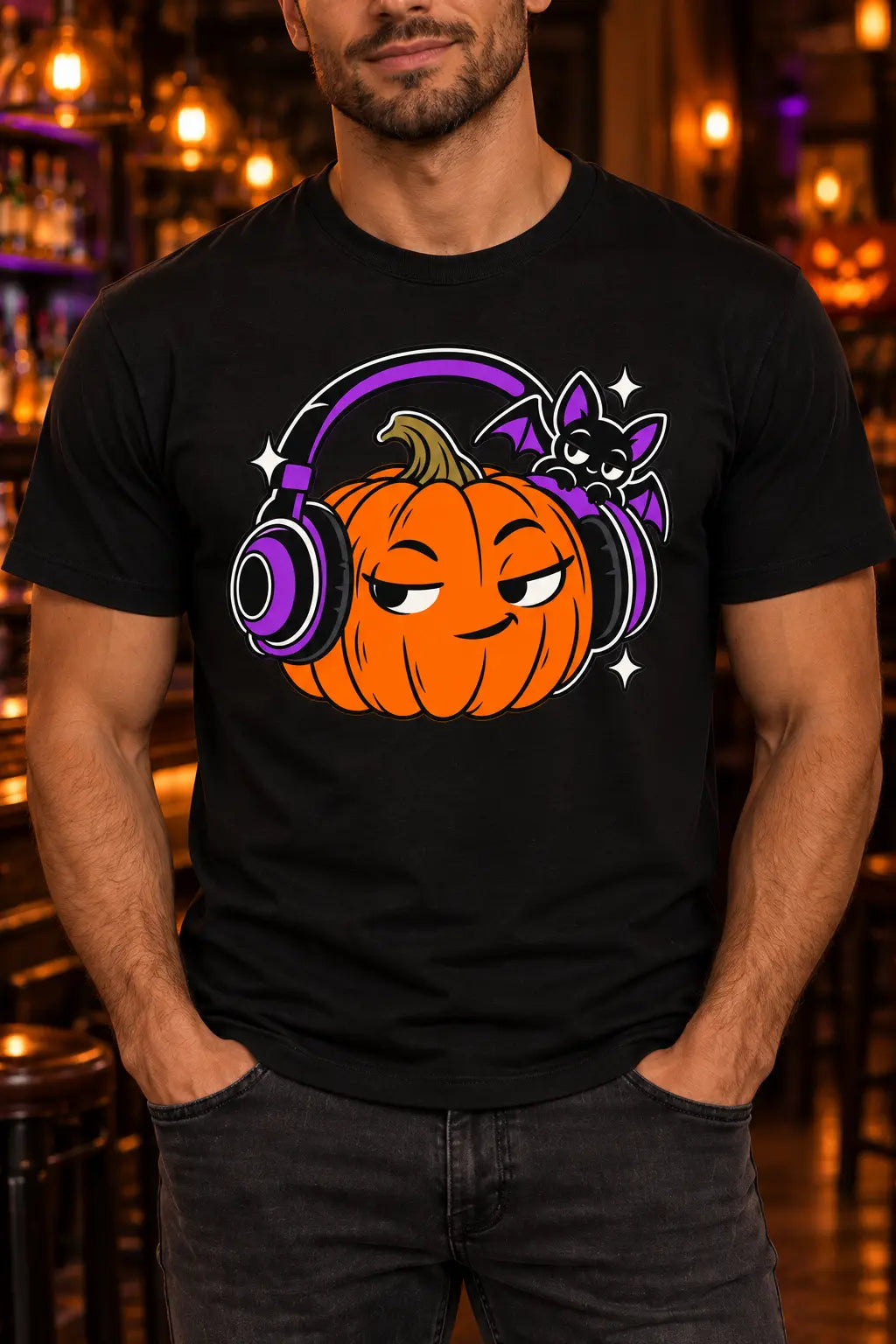 Headphone Pumpkin - Halloween Tee