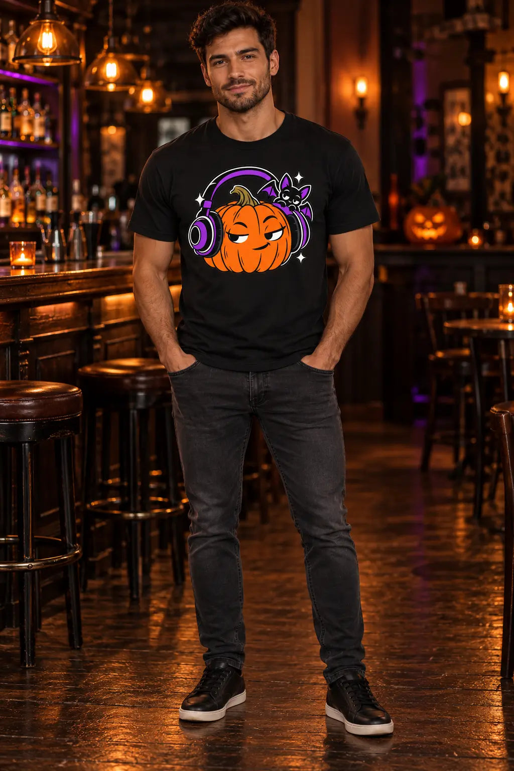 Headphone Pumpkin - Halloween Tee