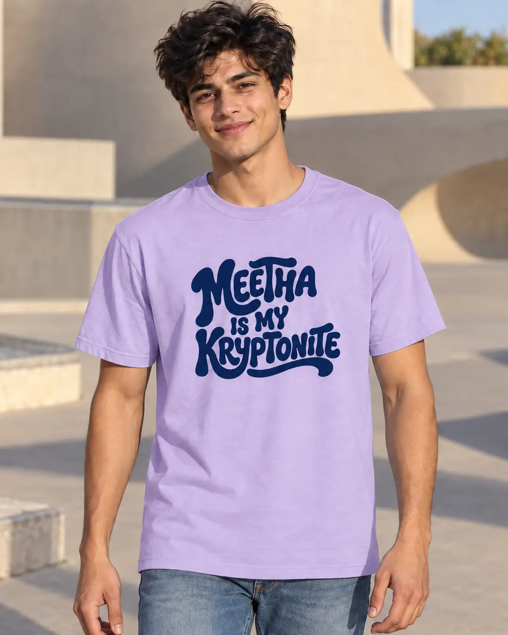 Meetha Is My Kryptonite – Desi Humour Graphic T-Shirt