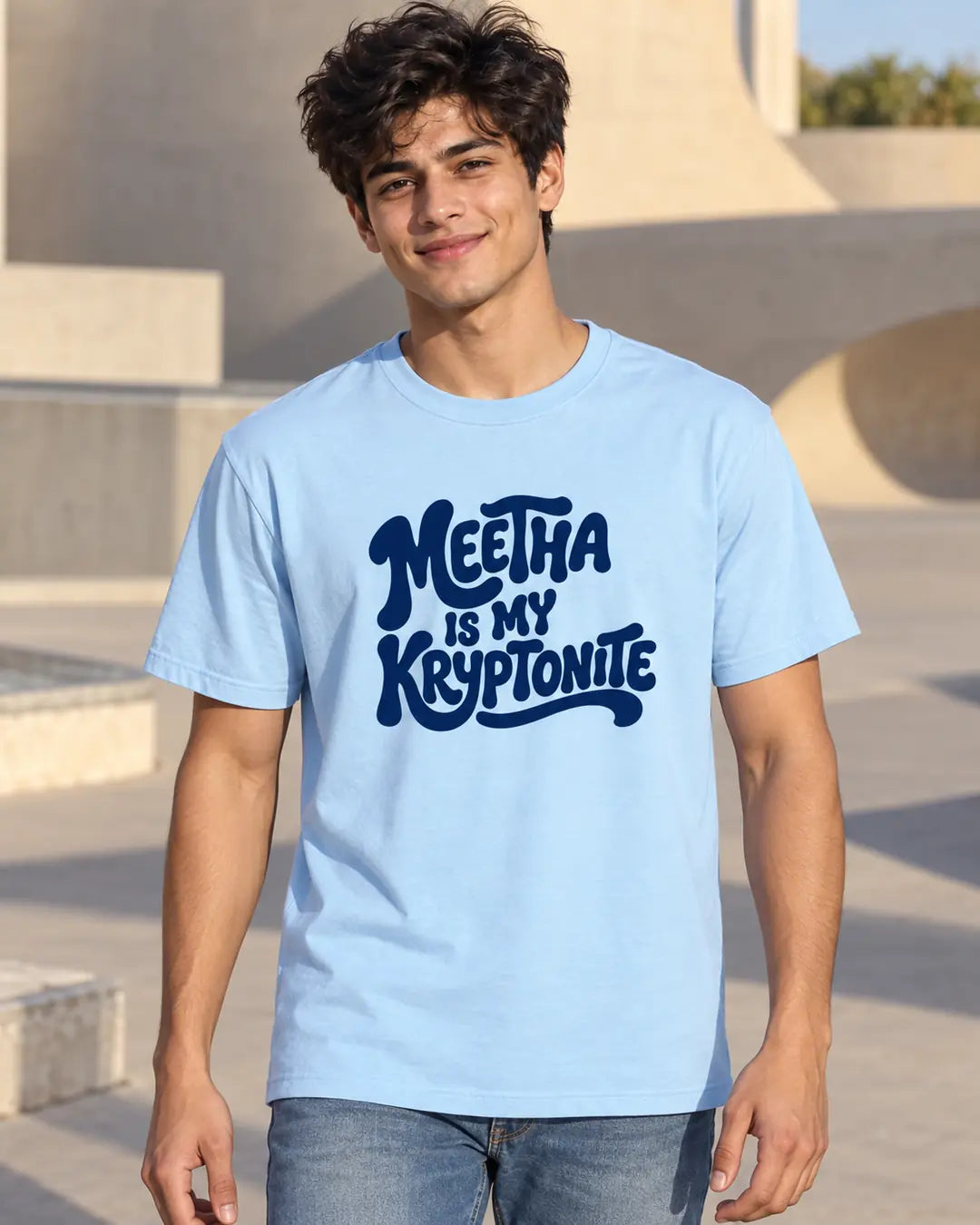 Meetha Is My Kryptonite – Desi Humour Graphic T-Shirt