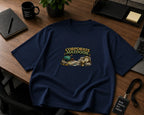Corporate Mazdoor – Office Humour Oversized T-Shirt | Navy Blue | Flat Lay | Teeswag