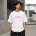 I'm Silently Judging You – Funny Humour Oversized T-Shirt | White | Unisex | Teeswag